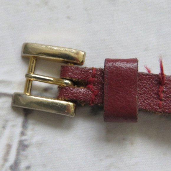 Vintage 1980s Burgundy Belt - Picture 5 of 7
